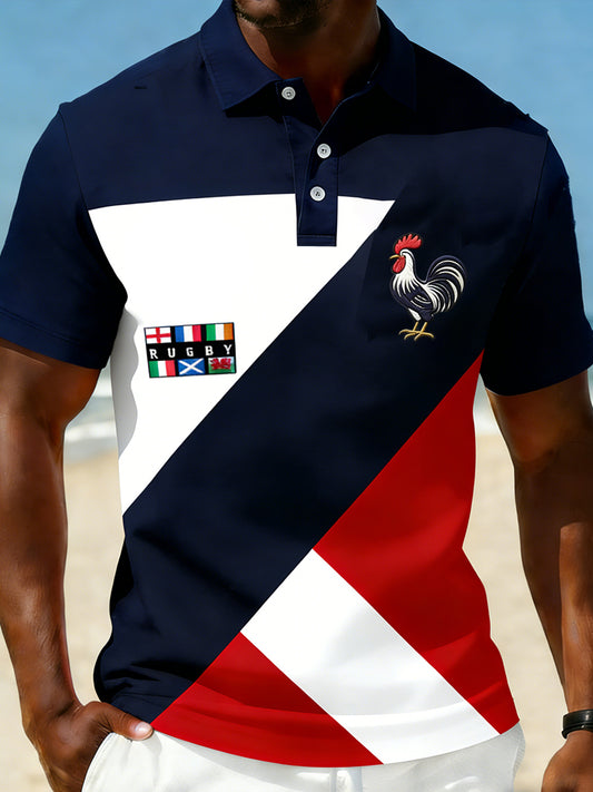 Polo Décontracté Rétro Style Rugby Français