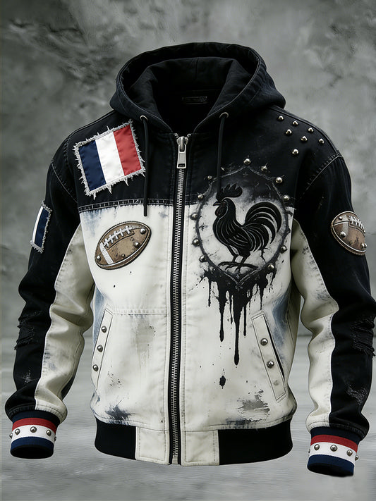 Veste à capuche décontractée rétro de rugby français