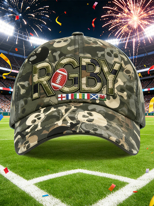 Casquette Décontractée Patchwork à Imprimé Camouflage des Six Nations de Rugby Français