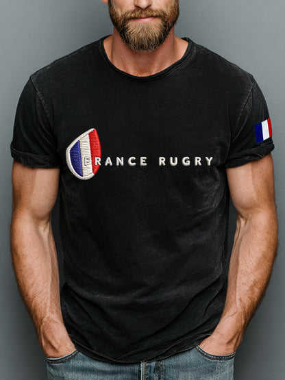Rétro Français Rugby Badge Art 100% Coton T-Shirt