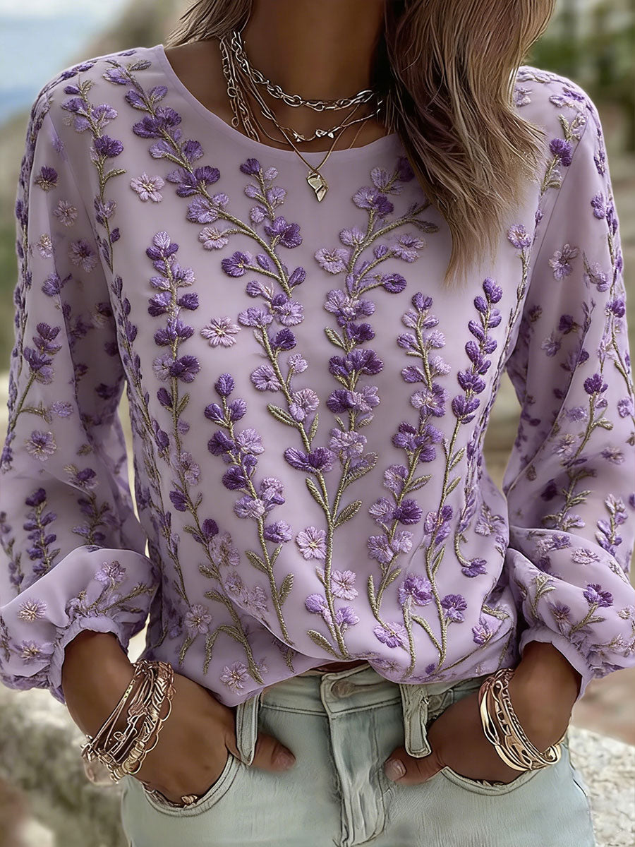 T-shirt décontracté pour femme avec impression artistique florale