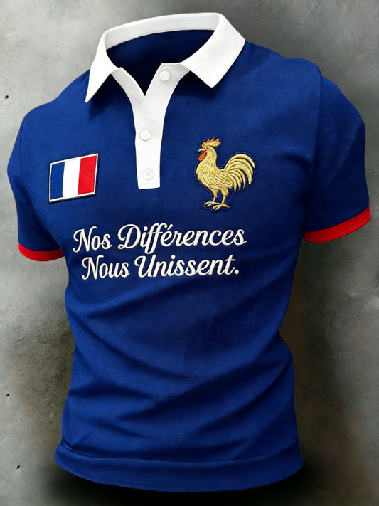 Polo de fan d'impression de football français des hommes