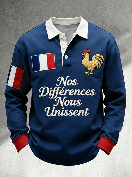 Polo de fan pour hommes avec imprimé de supporters de football français