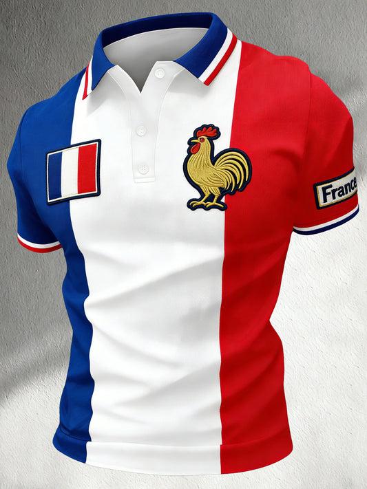 Polo de fan d'impression de football français des hommes