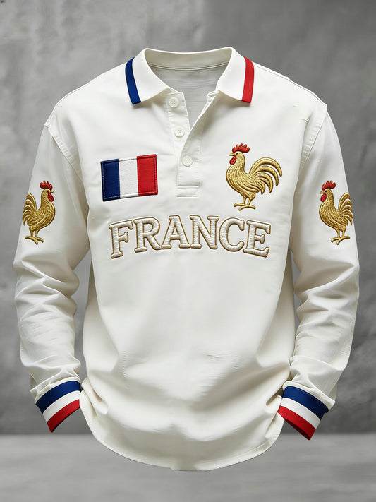 Polo de fan d'impression de football français des hommes