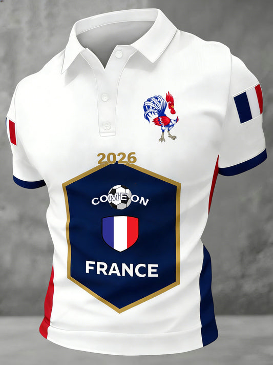 Polo de fan pour hommes avec imprimé de supporters de football français