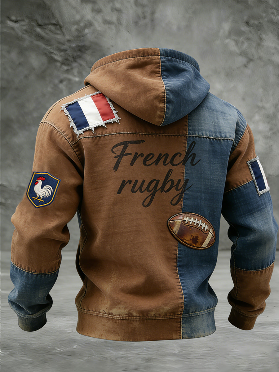 Sweat-shirt rétro de style rugby français, décontracté et confortable