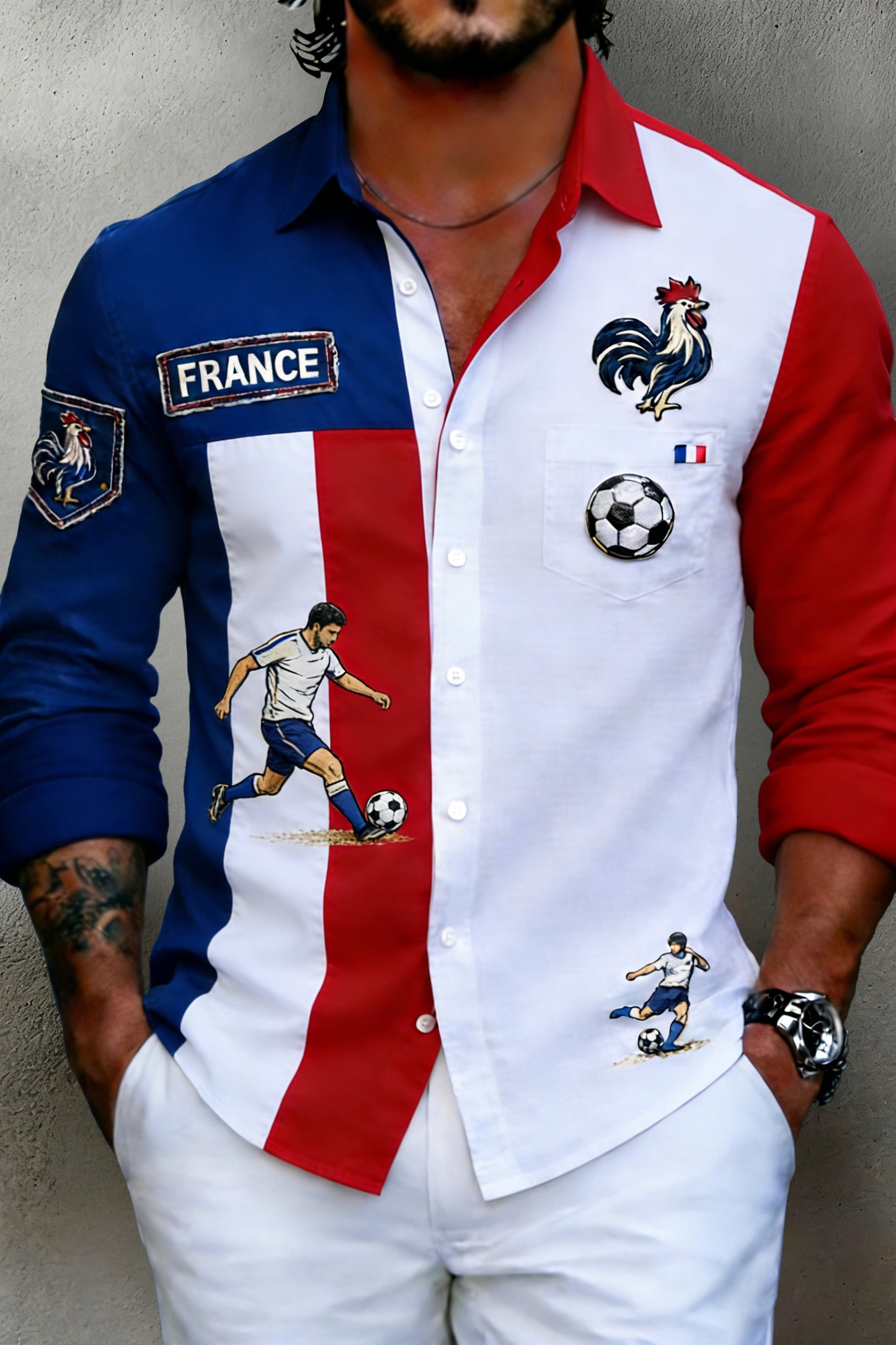 Football français pour hommes Cheering Art Print Fan Shirt