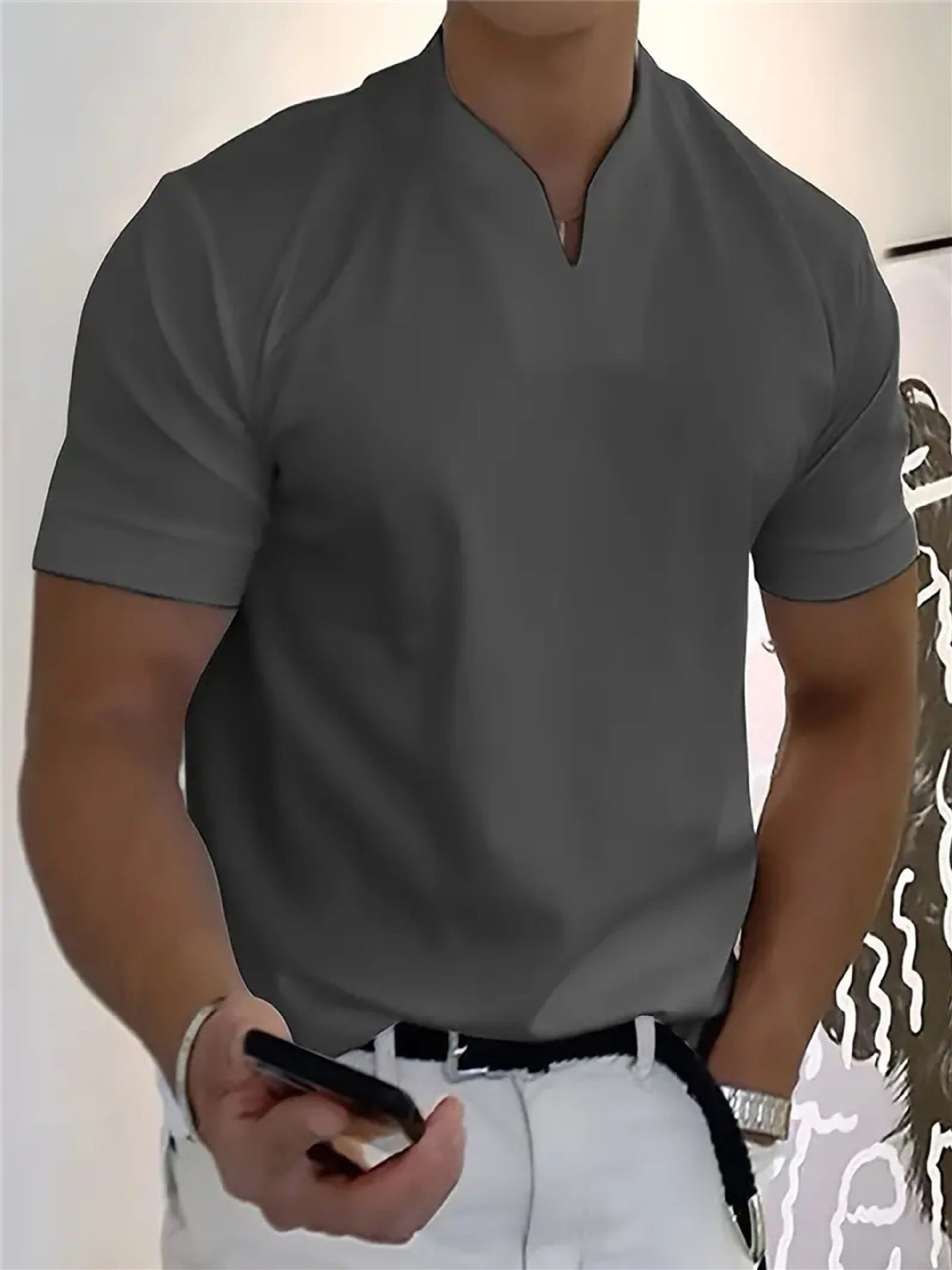 T-shirt col V pour homme