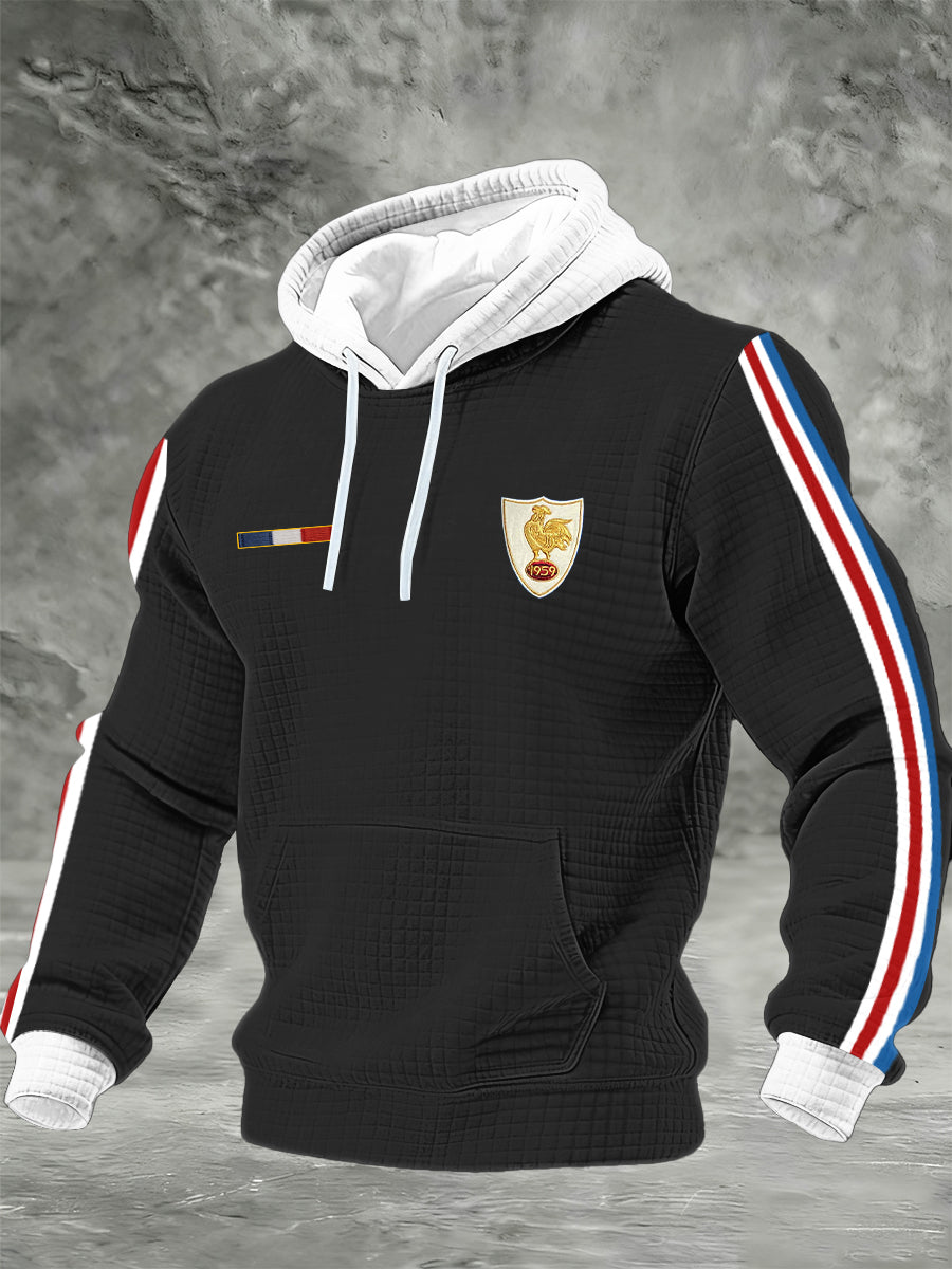 Sweat à capuche en coton à carreaux France Rugby pour homme