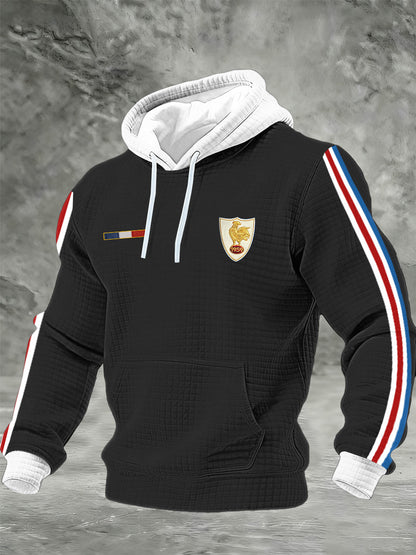 Sweat à capuche en coton à carreaux France Rugby pour homme