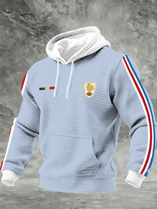 Sweat à capuche en coton à carreaux France Rugby pour homme