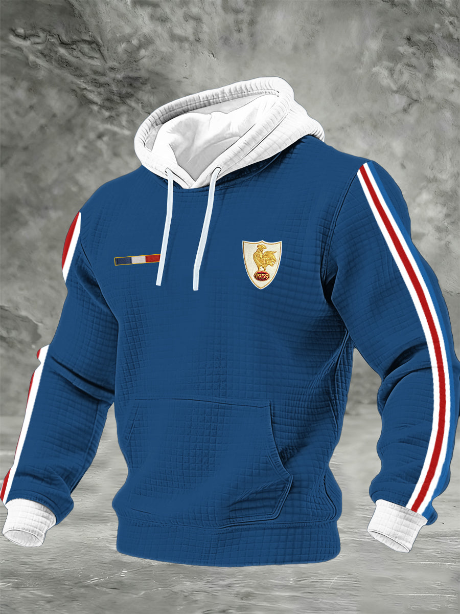 Sweat à capuche en coton à carreaux France Rugby pour homme