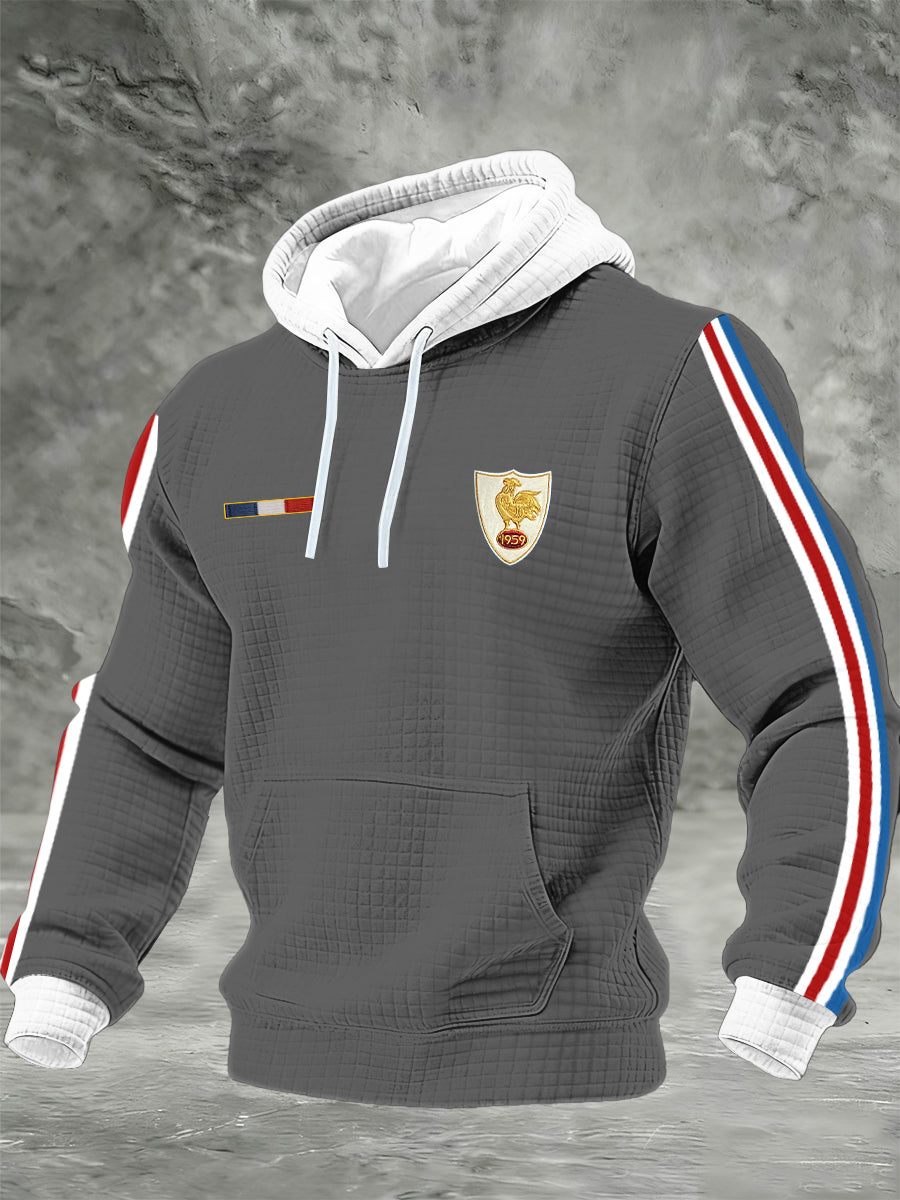 Sweat à capuche en coton à carreaux France Rugby pour homme