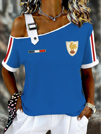 T-shirt à manches courtes asymétrique France Rugby Femme