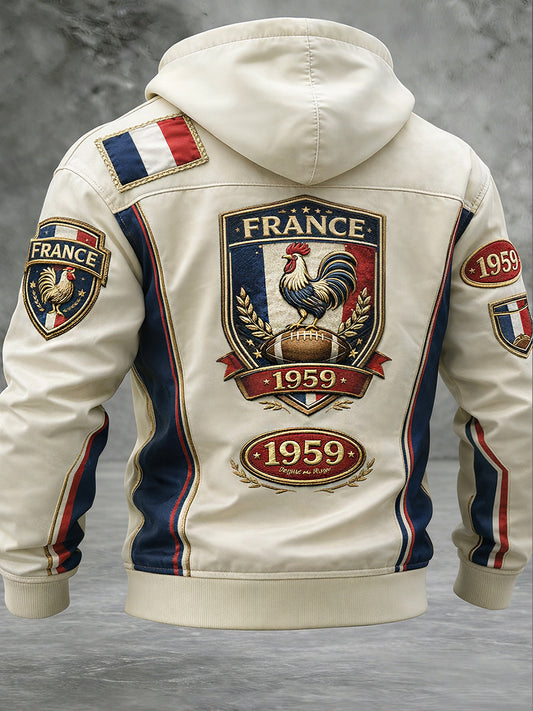 Sweat à capuche décontracté et confortable de style rugby français rétro
