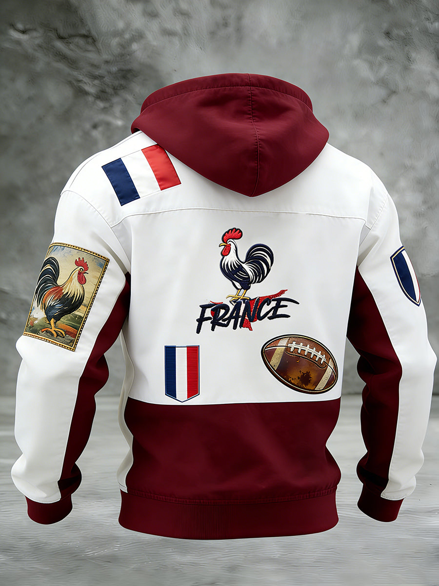 Sweat-shirt à capuche décontracté et confortable, style rétro français rugby
