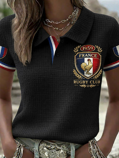 Polo Décontracté Rétro Style Rugby Français