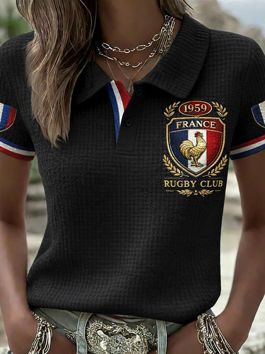Polo Décontracté Rétro Style Rugby Français
