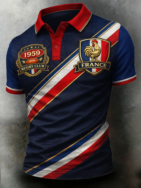 Maillot décontracté style rugby rétro français