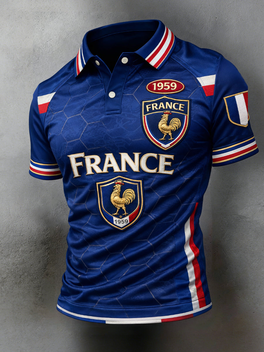 Maillot décontracté style rugby rétro français