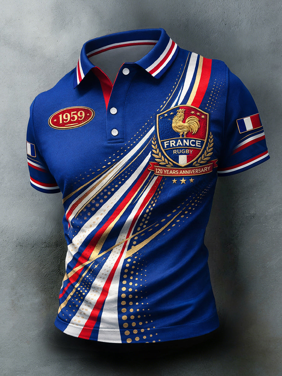 Maillot décontracté style rugby rétro français