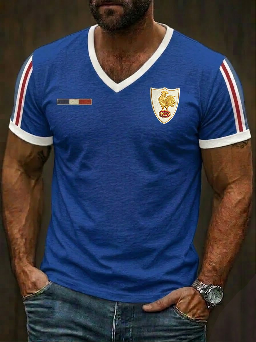 T-shirt France Rugby à col V Homme