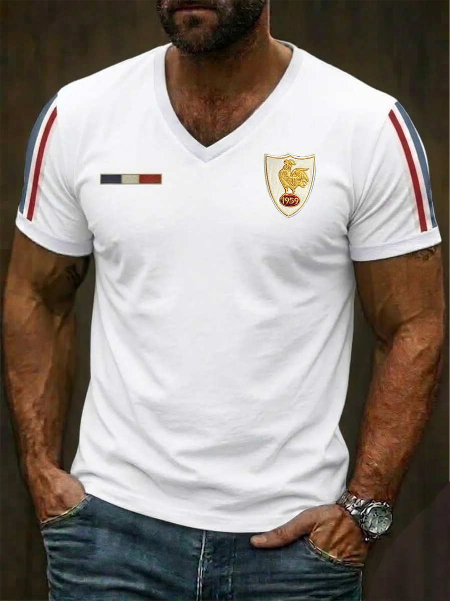 T-shirt France Rugby à col V Homme
