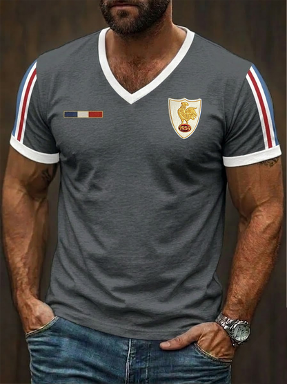 T-shirt France Rugby à col V Homme