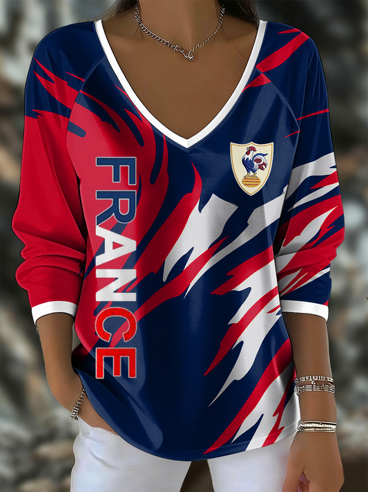 T-shirt France Rugby à manches longues Femme