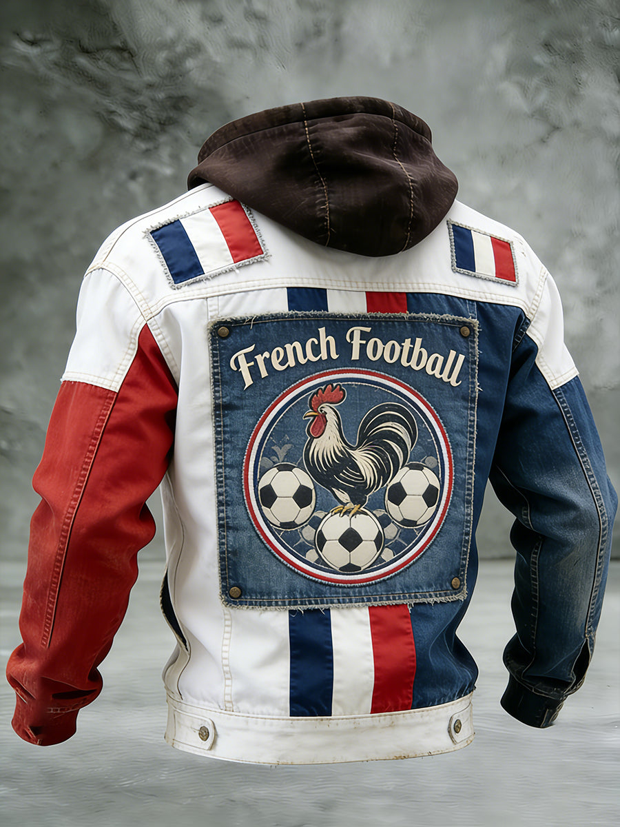 Affiche d’art rétro du football français Veste à capuche décontractée et confortable