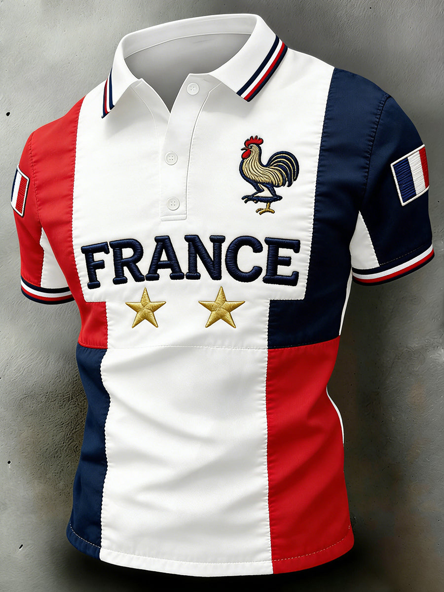 Chemise polo imprimée à manches courtes pour le football masculin
