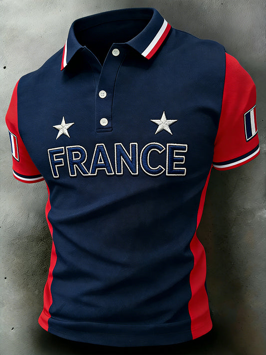 Chemise polo imprimée à manches courtes pour le football masculin