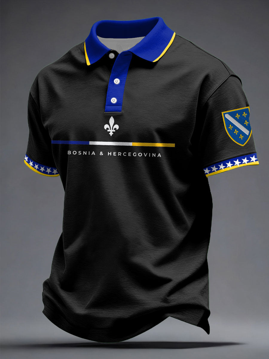 Les hommes de la Bosnie Football Lover Imprimé Tops occasionnels