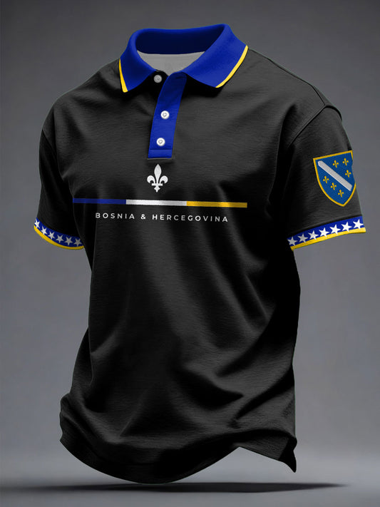 Les hommes de la Bosnie Football Lover Imprimé Tops occasionnels