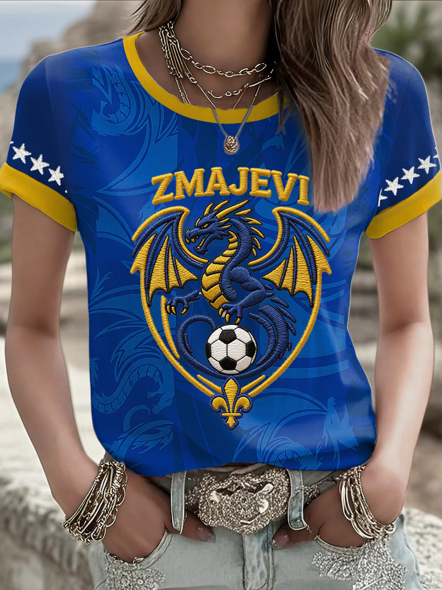 T-shirt imprimé Bosnia ZMAJEVI Football Lover pour femme