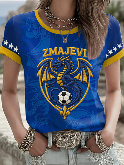 T-shirt imprimé Bosnia ZMAJEVI Football Lover pour femme