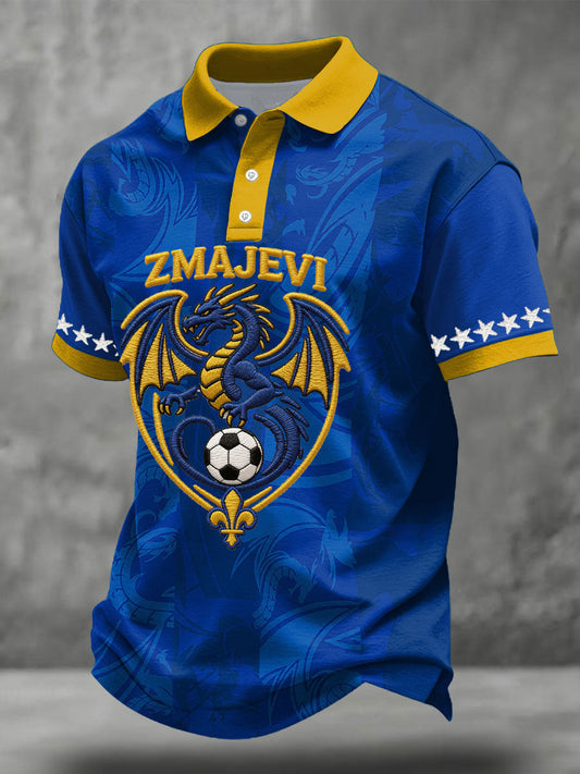 Hauts occasionnels imprimés par amant du football de la Bosnie ZMAJEVI des hommes
