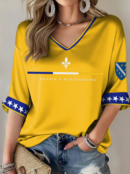 T-shirt imprimé pour femmes Bosnia ZMAJEVI, motif amoureux du football