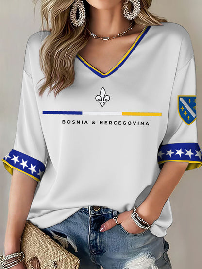 T-shirt imprimé pour femmes Bosnia ZMAJEVI, motif amoureux du football