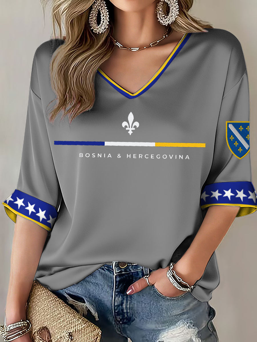 T-shirt imprimé pour femmes Bosnia ZMAJEVI, motif amoureux du football