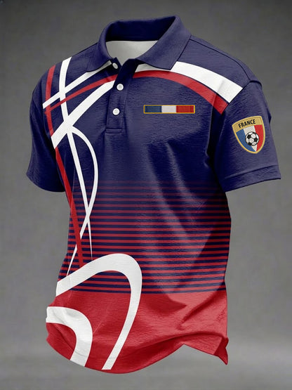 Chemise imprimée de football française pour hommes