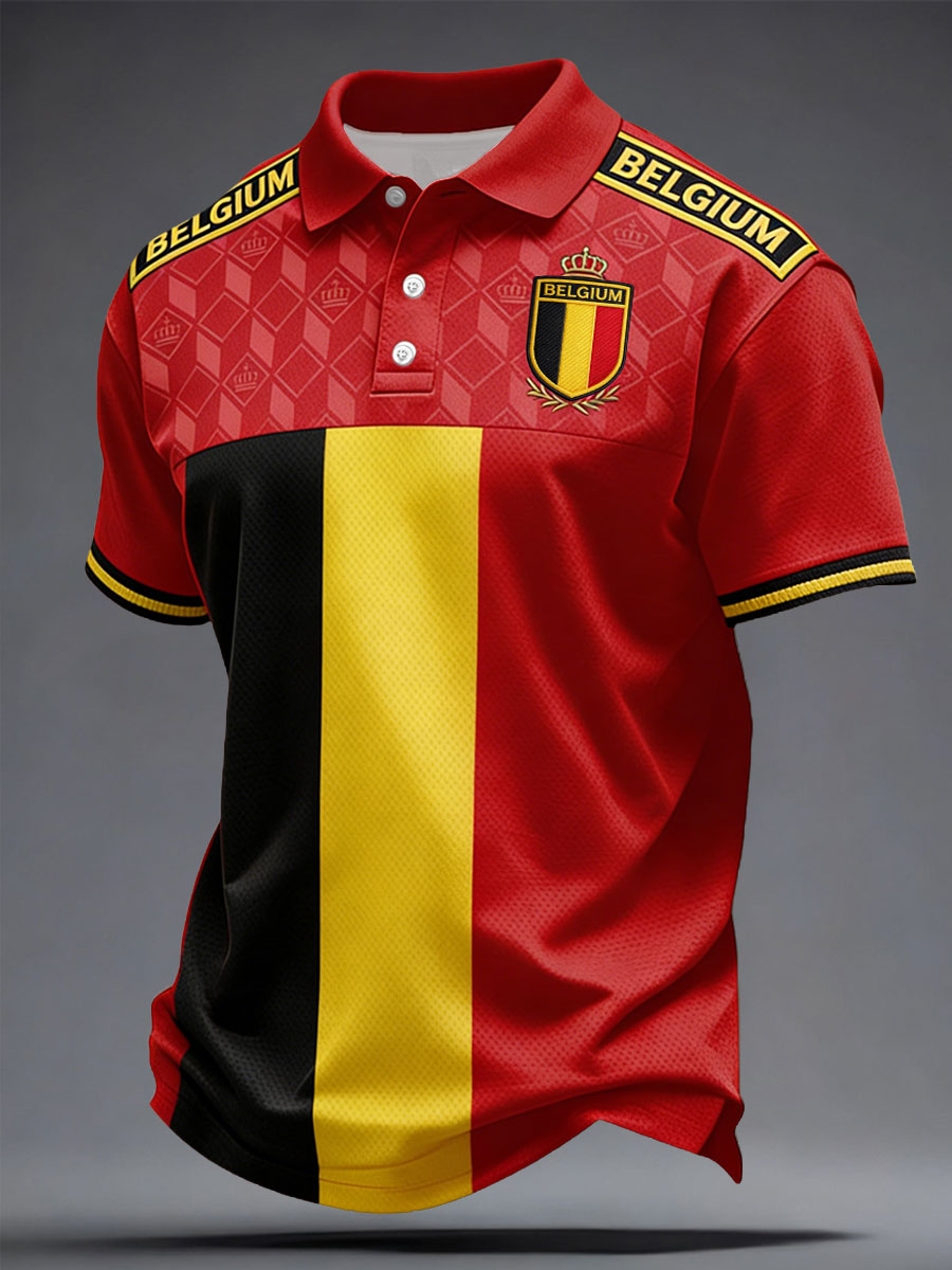 Hommes Belguim Football Lover Imprimé Casual Tops