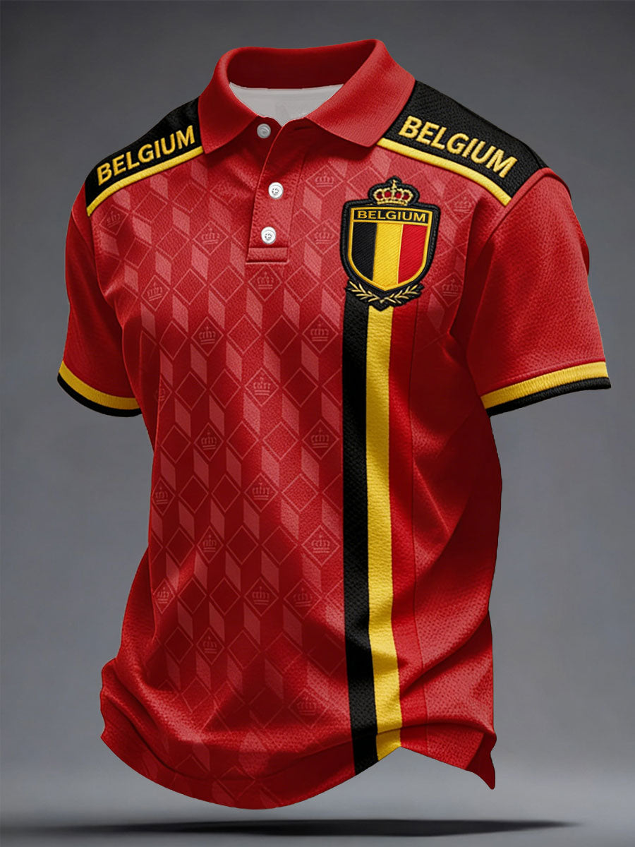 Tops décontractés imprimés pour amateurs de football belge, pour hommes