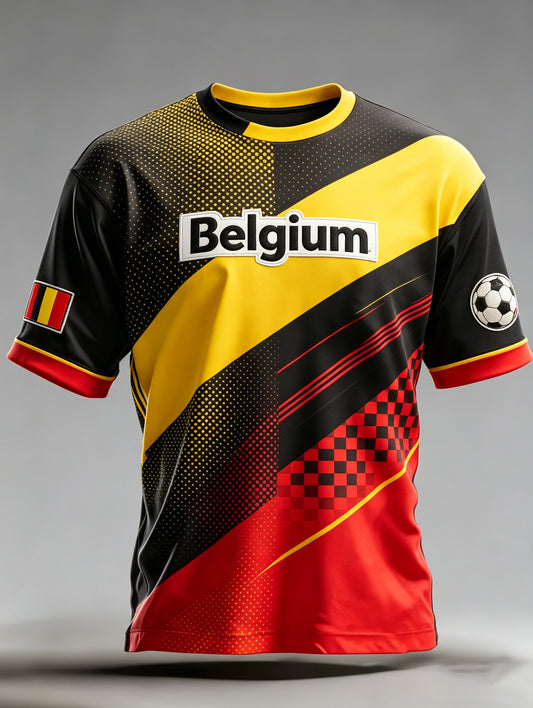 Le soutien de match de football belge des hommes Art Print Fan T-shirt