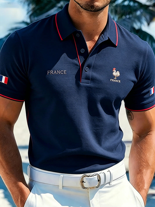 Polo imprimé à blocs de couleur de style business pour homme