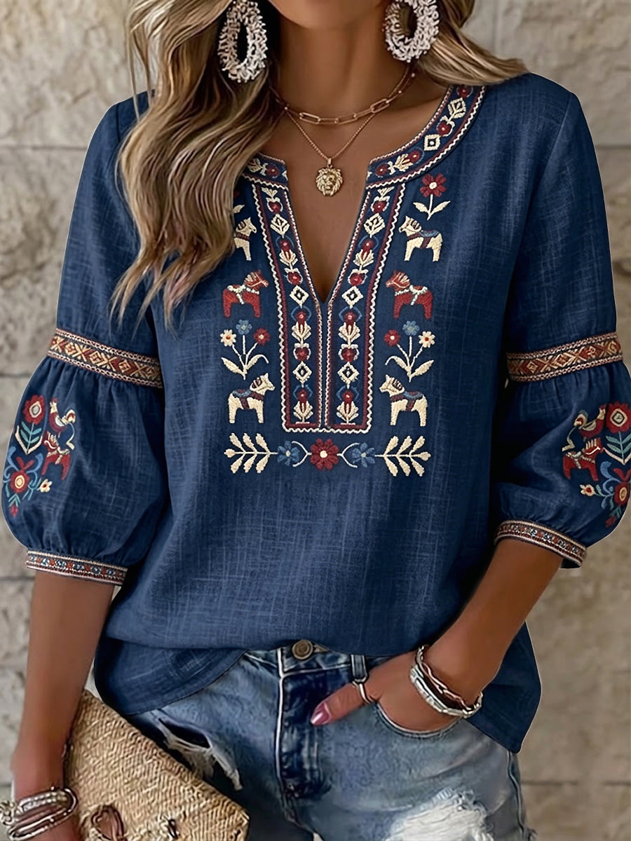 Top Femme Style Vintage Floral Swedish Midsummer