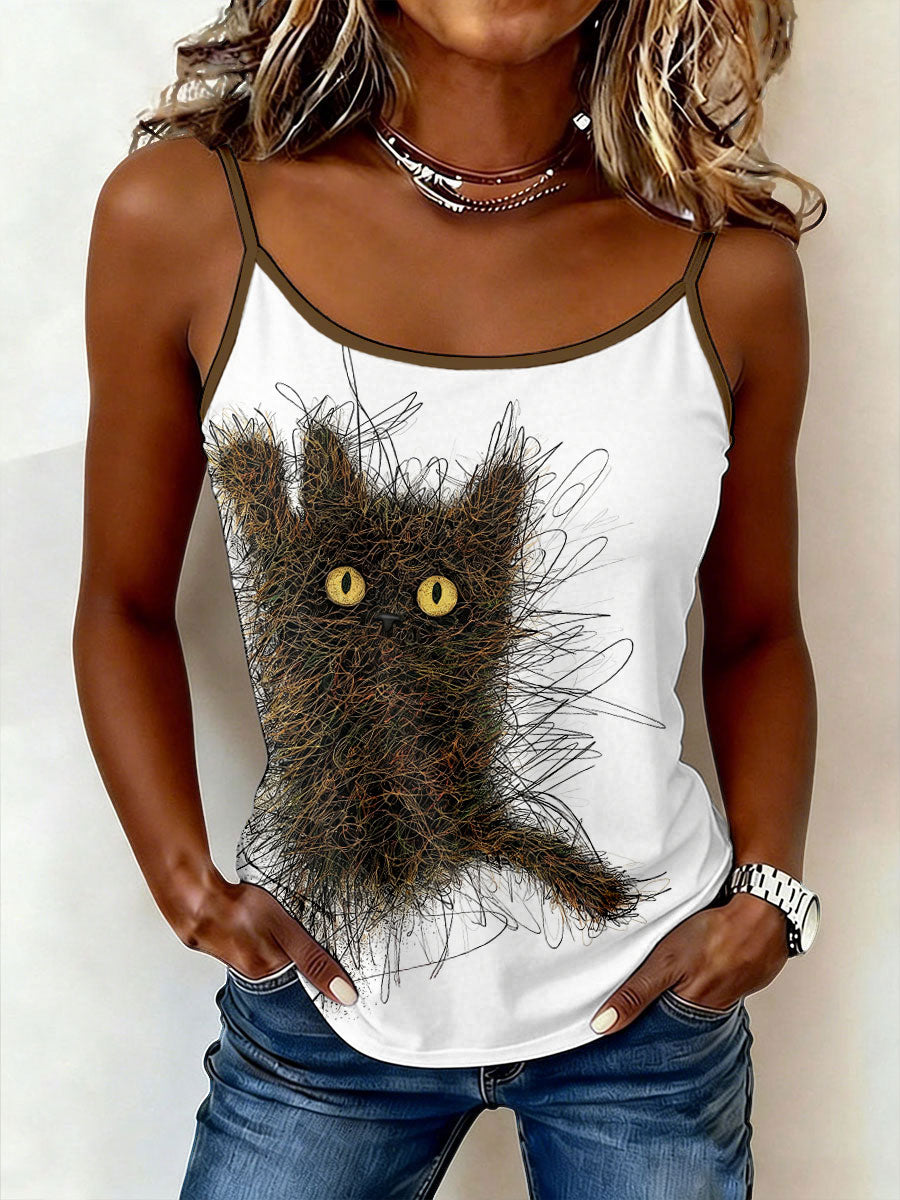 Hauts camisole à motif de chat pour femmes