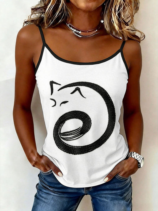 Camisole à imprimé chat simple pour femmes