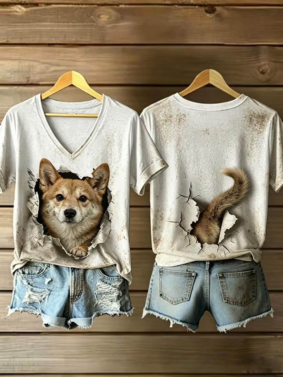 T-shirt à manches courtes Dog Art Femme